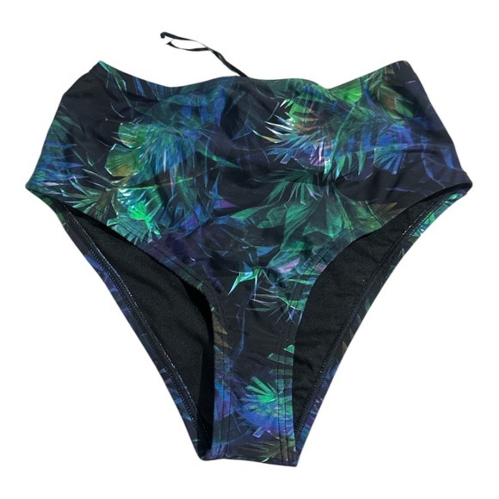 Unique Vintage Swim Green Leaf Tropical High Waisted Bikini Bottoms CZ130 XS